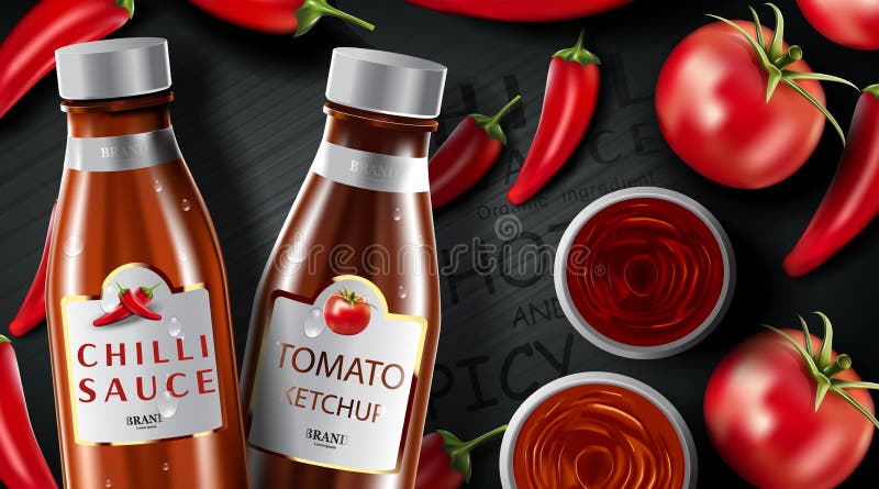 Реклама продукта острого соуса chilli и перец чили в виде огня с поджечь воздействием огня на черной иллюстрации фона 3d бесплатная иллюстрация