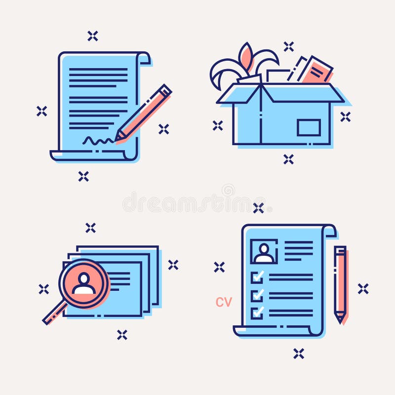 Рекрутство, hr, cv, контракт, набор значков dismisssl иллюстрация вектора Рекрутство, hr, cv, контракт, набор значков dismisssl иллюстрация вектора