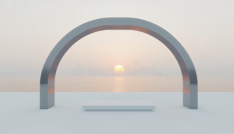 Рендер Serene Sunset Minimalist Archway 3D иллюстрация вектора