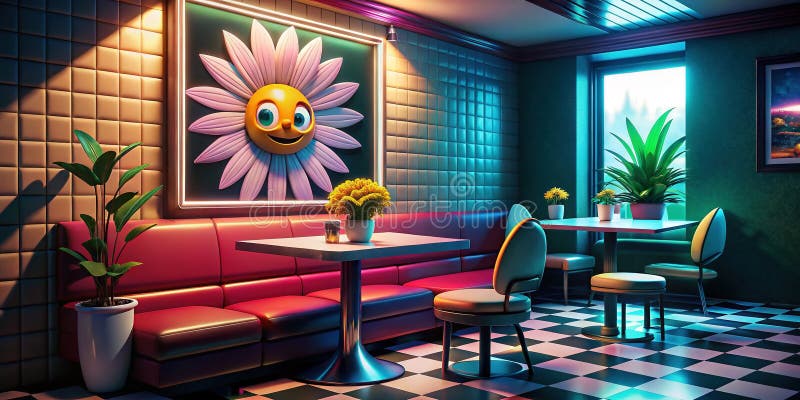 ресторан retro diner излучает яркие неоновые огни, создающие потрясающее изображение классического американского ресторана бесплатная иллюстрация