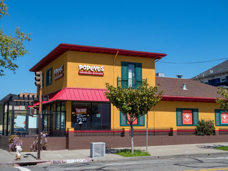 Ресторан фаст-фуда Popeyes в Беркли, Калифорнии стоковая фотография Ресторан фаст-фуда Popeyes в Беркли, Калифорнии стоковая фотография