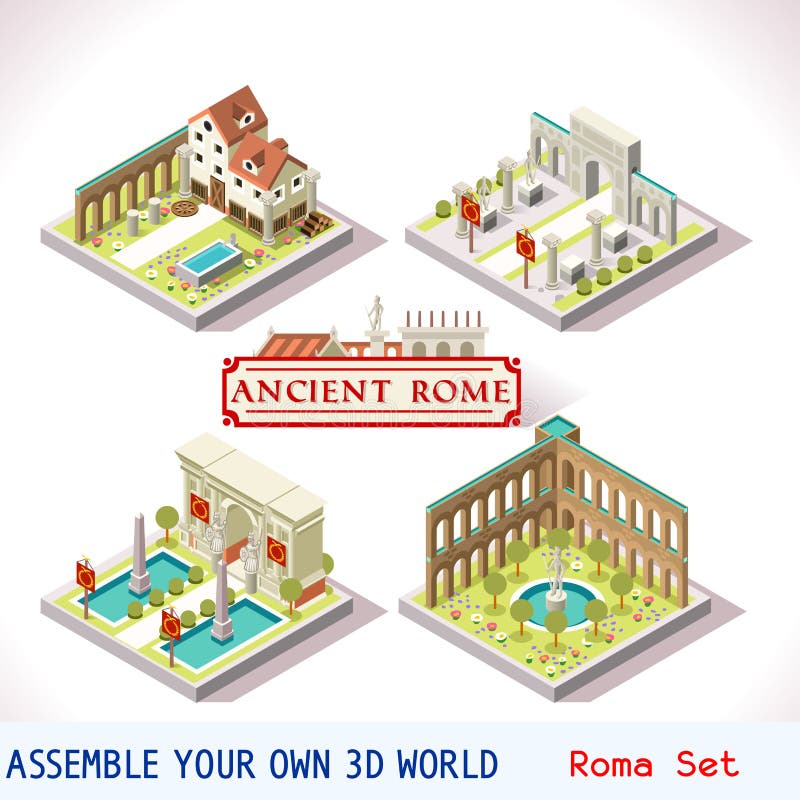 Ancient Rome Tiles for Online Strategic Game Insight and Development. Isometric Flat 3D Roman Imperial Buildings. Explore Game Phenomena of Rome Caesar Age Atmosphere. Ancient Rome Tiles for Online Strategic Game Insight and Development. Isometric Flat 3D Roman Imperial Buildings. Explore Game Phenomena of Rome Caesar Age Atmosphere