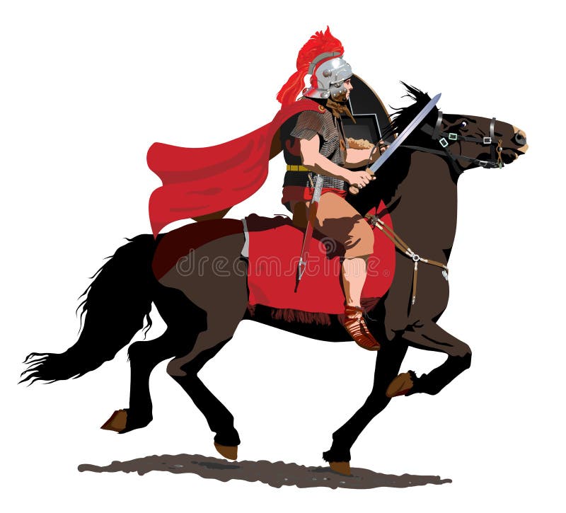 римское шлейфа плаща cavalryman красное иллюстрация штока