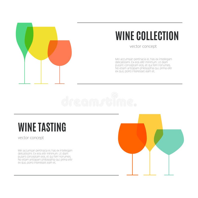 Modern vector flyer collection with abstract glasses. Celebration concept. Wine tasting event or party invitation made in vector. Modern vector flyer collection with abstract glasses. Celebration concept. Wine tasting event or party invitation made in vector.