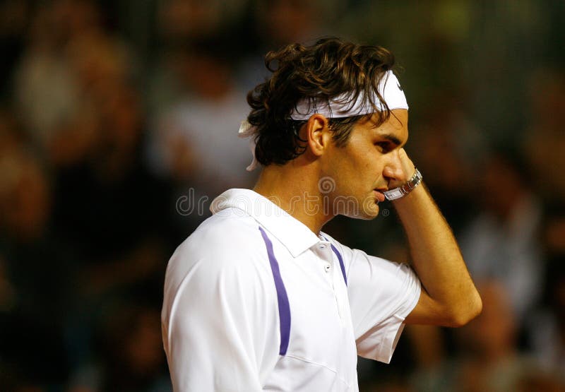 Роджер Federer показывать во время спички в mallorca стоковое фото