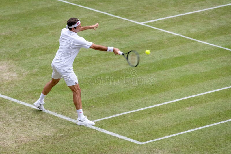 Роджер Federerl на Уимблдон стоковые фотографии rf