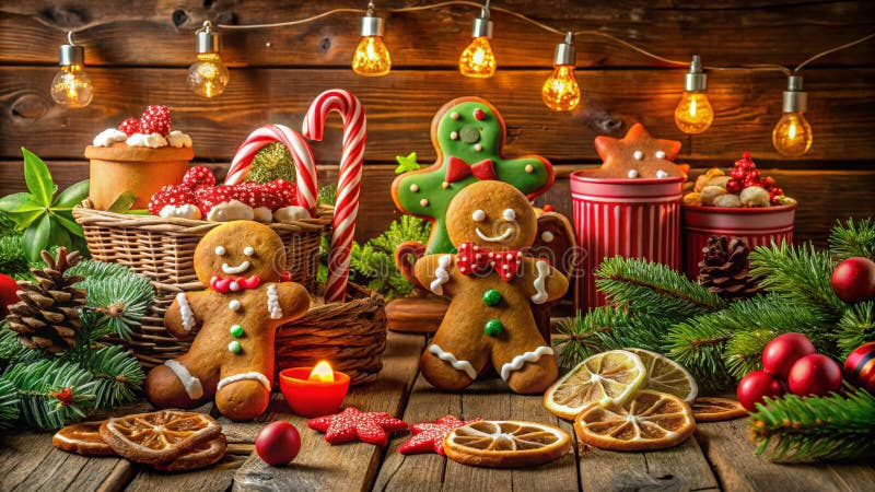 Рождество Еда Фотография Прекрасные праздничные процедуры в волшебной Santas мастерской Установка захватить дух праздника бесплатная иллюстрация