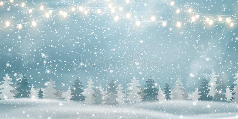 Рождество, ландшафт полесья Snowy зима белизны снежинок предпосылки голубая Ландшафт зимы праздника для с Рождеством Христовым с бесплатная иллюстрация