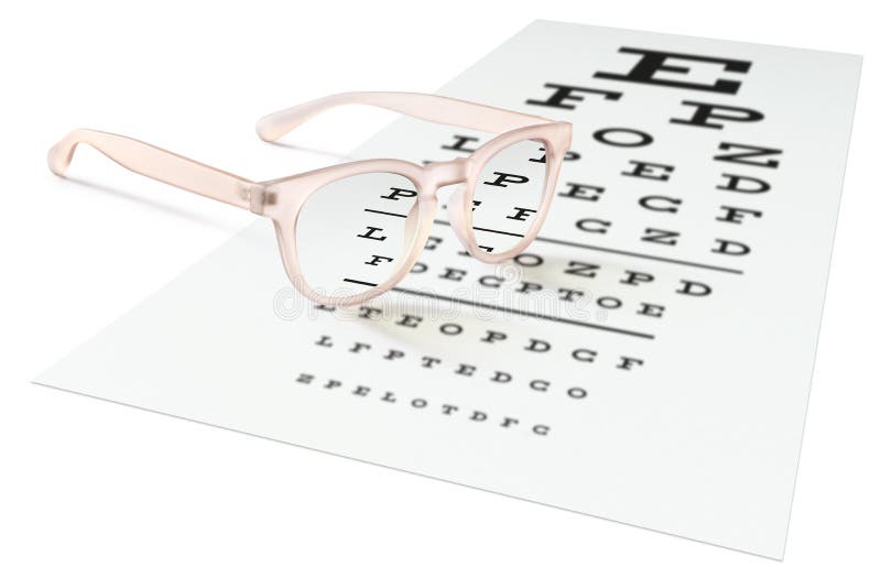 Розовые eyeglasses на визуальной диаграмме испытания изолированной на белизне зрение стоковые фото Розовые eyeglasses на визуальной диаграмме испытания изолированной на белизне зрение стоковые фото
