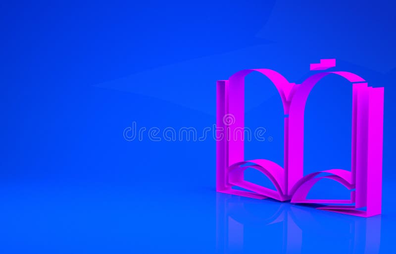 Розовый пиктограмму книги в изоляции на синем фоне. Иллюстрация 3d концепции 3d минимализма представить иллюстрация штока