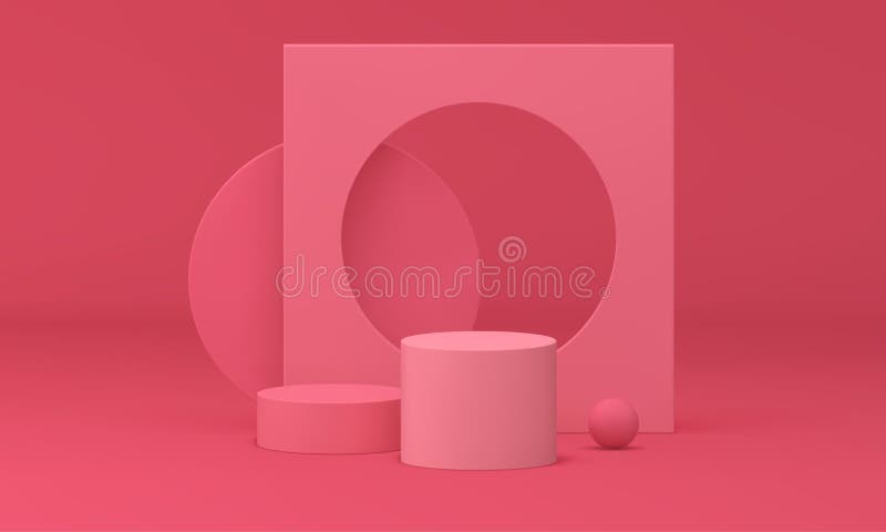 розовый пьедестал 3d базовый фундамент геометрические отверстия стена цилиндрическая стойка показательный вектор иллюстрация вектора