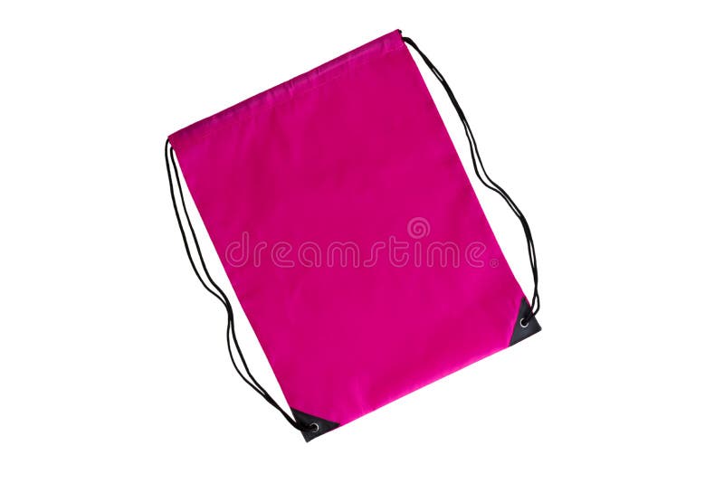 Розовый шаблон пакета drawstring, модель-макет сумки для ботинок спорта изолированных на белизне стоковая фотография rf Розовый шаблон пакета drawstring, модель-макет сумки для ботинок спорта изолированных на белизне стоковая фотография rf