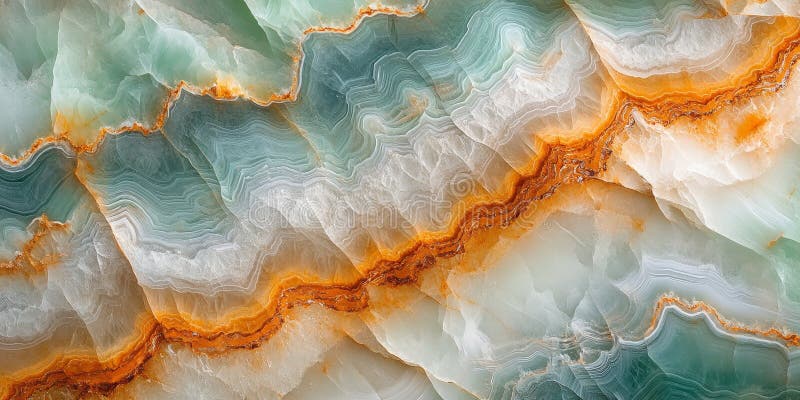 Роскошная медь из слоновой кости и зеленый мрамор с мягкой текстурой из друзи-геодов в кристально чистом стиле иллюстрация штока