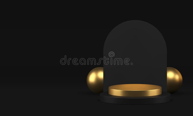 роскошный 3d podium золотистый геометрический пьедестал черный студия showroom реалистичный вектор иллюстрация вектора