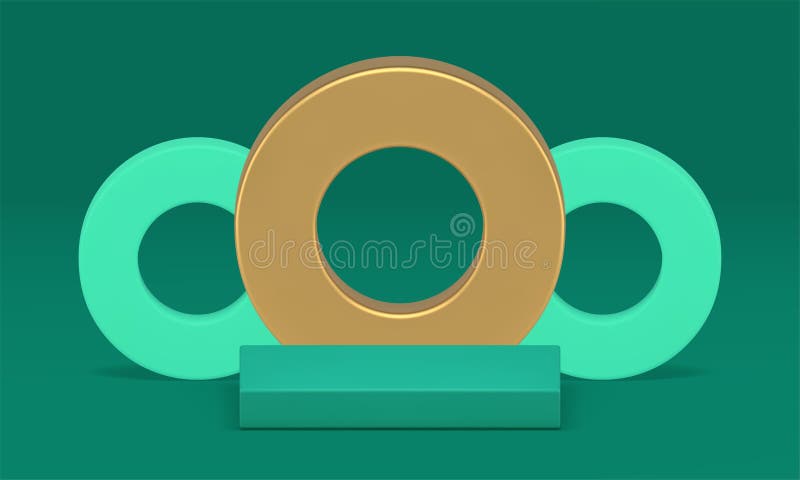 роскошный зеленый 3d подиум с геометрической круглой рамой настенного фона реалистичный вектор бесплатная иллюстрация