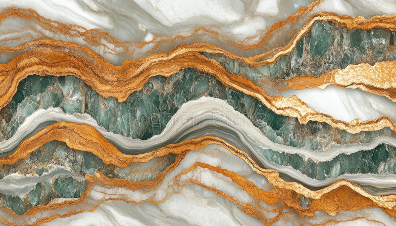 Роскошный слоновой кости и медный мрамор мягкий зеленый и серый druzy geode узор элегантный драгоценный фон бесплатная иллюстрация
