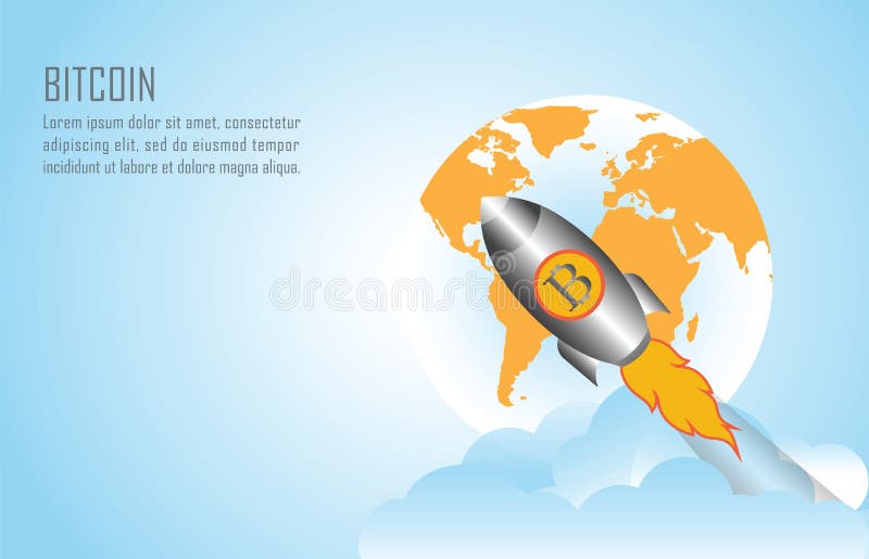 Рост Bitcoin схематический с ракетной установкой логотипа bitcoin бесплатная иллюстрация