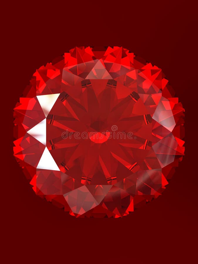 Ruby with reflection isolated on red background. Correct Index of Refraction. Clipping path. Ruby with reflection isolated on red background. Correct Index of Refraction. Clipping path.