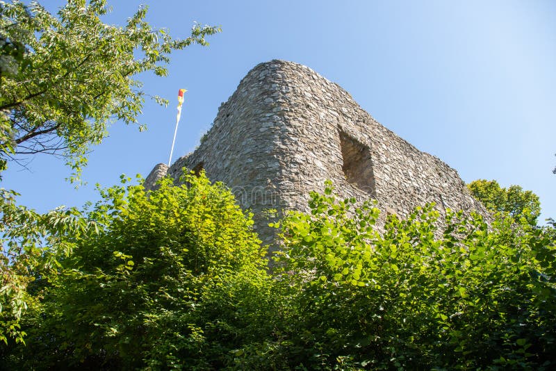 Руины замка Burg Neuenfels в черном лесе окруженном деревьями стоковая фотография Руины замка Burg Neuenfels в черном лесе окруженном деревьями стоковая фотография