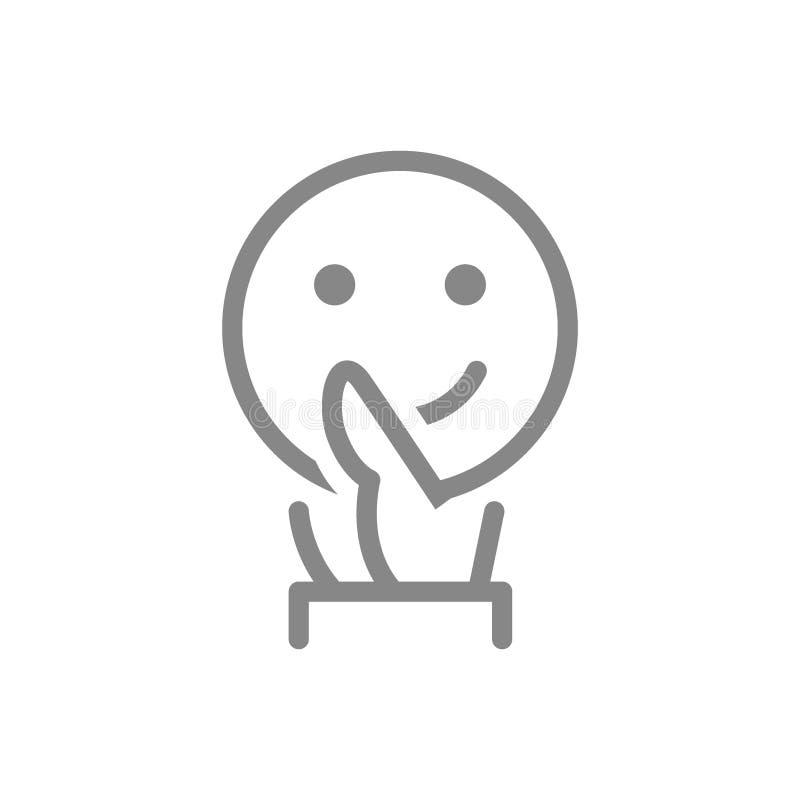 Рука держит счастливую линию emoji значок. Поделитесь хороший символ настроения. бесплатная иллюстрация