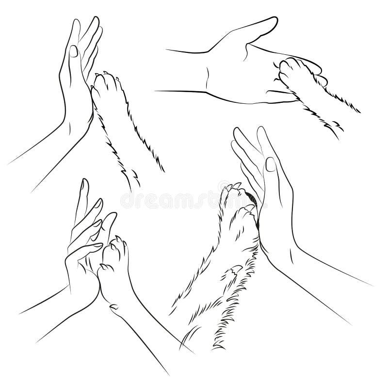 Dog Paw Human Hand Black Stock Illustrations 337 Dog Paw Human Hand