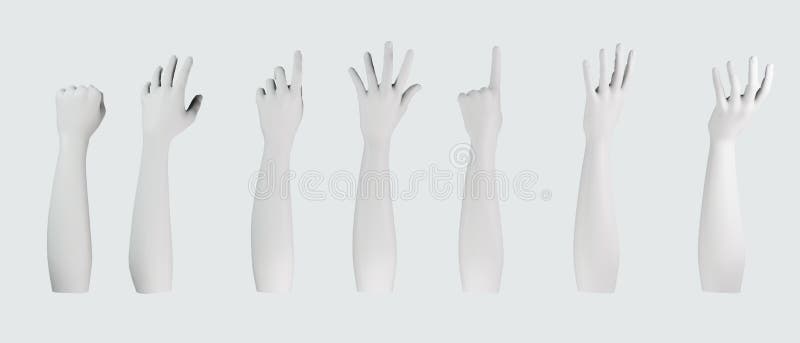 рука тела и органы рук часть 3d иллюстрация, делающая объект коллекции набора белых скульптур человека бесплатная иллюстрация