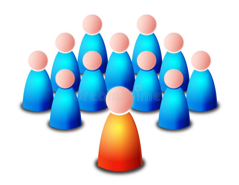 Vector isolated people on white background - teamleader and his team, boss and his employees, head of group or be different and prejudice theme. Vector isolated people on white background - teamleader and his team, boss and his employees, head of group or be different and prejudice theme