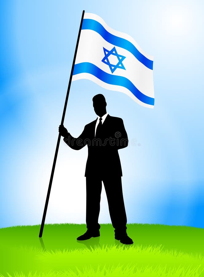 Businessman Leader Holding Israel Flag Original Illustration. Businessman Leader Holding Israel Flag Original Illustration