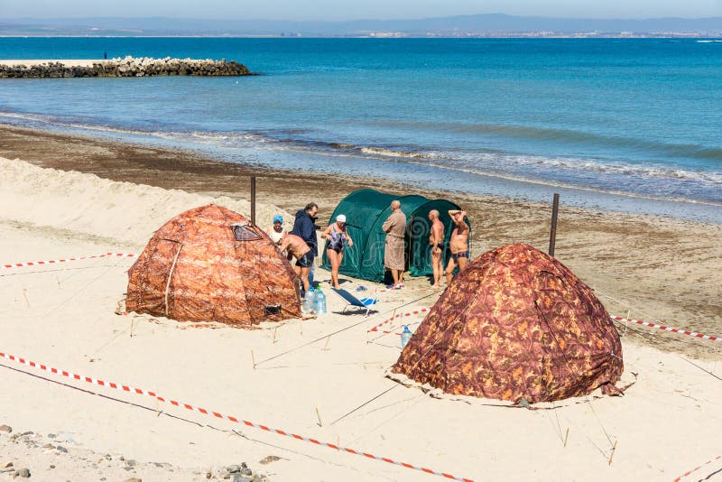 Русская ванна на болгарском побережье Чёрного моря в Pomorie стоковые изображения rf