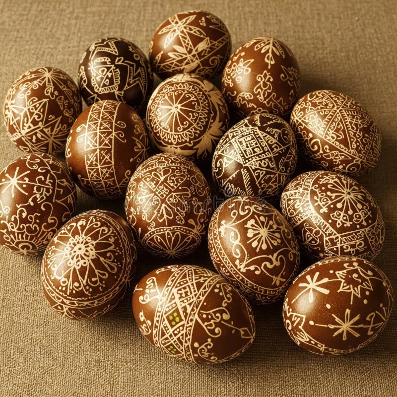 Ручная Pysanky со сложными шаблонами иллюстрация штока