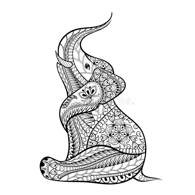 Hand Drawn Ethnic Elephant in zentangle style. Vector animal patterned illustration on white background. Sketch for adult coloring page, tattoo, posters, t-shirt design. Hand Drawn Ethnic Elephant in zentangle style. Vector animal patterned illustration on white background. Sketch for adult coloring page, tattoo, posters, t-shirt design.