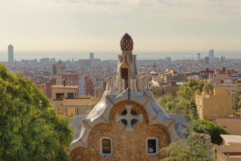 Сад Guell парка в Барселоне, Испании стоковая фотография Сад Guell парка в Барселоне, Испании стоковая фотография