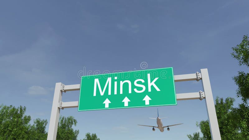 Самолет приезжая к авиапорту Минска Путешествовать к переводу 3D Беларуси схематическому стоковые изображения Самолет приезжая к авиапорту Минска Путешествовать к переводу 3D Беларуси схематическому стоковые изображения