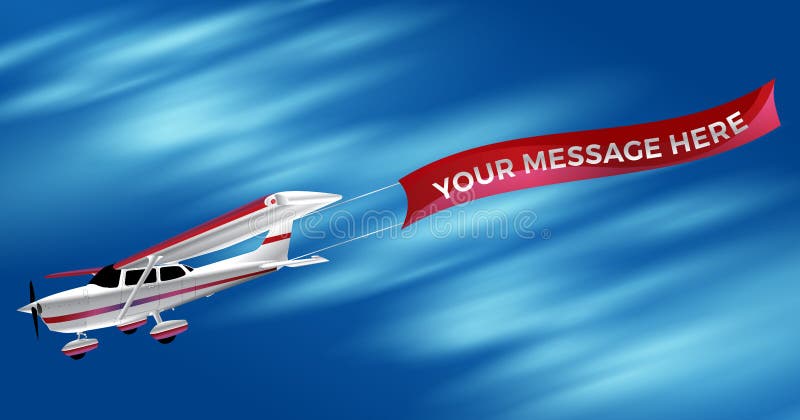 Самолет пропеллера малого один двигателя белый волоча Adverti иллюстрация штока Самолет пропеллера малого один двигателя белый волоча Adverti иллюстрация штока