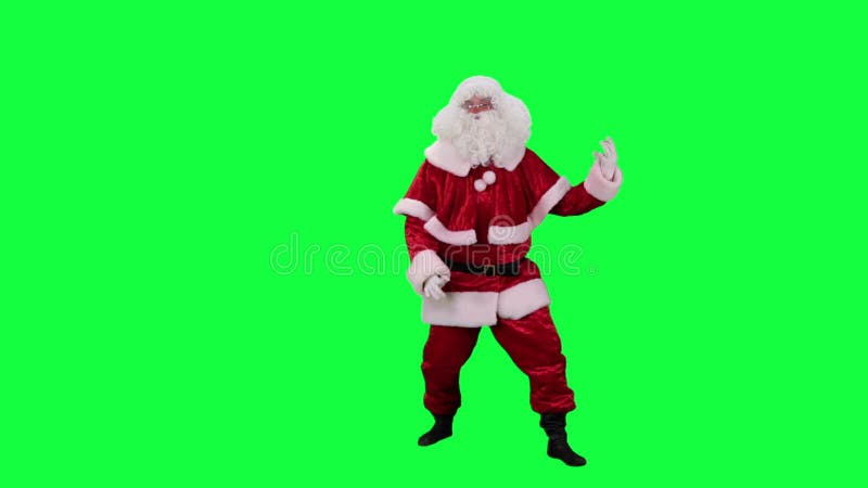 Санта Клаус играет ключ chroma Air Guitar (зеленый экран)