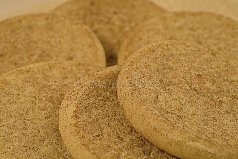 Sugar cookies sprinkled with Cinnamon overlapping on a plate. Sugar cookies sprinkled with Cinnamon overlapping on a plate