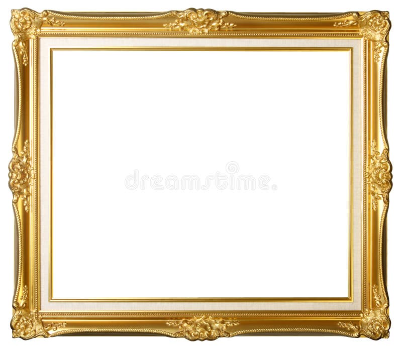 Vintage gold picture frame isolated on white background. Vintage gold picture frame isolated on white background
