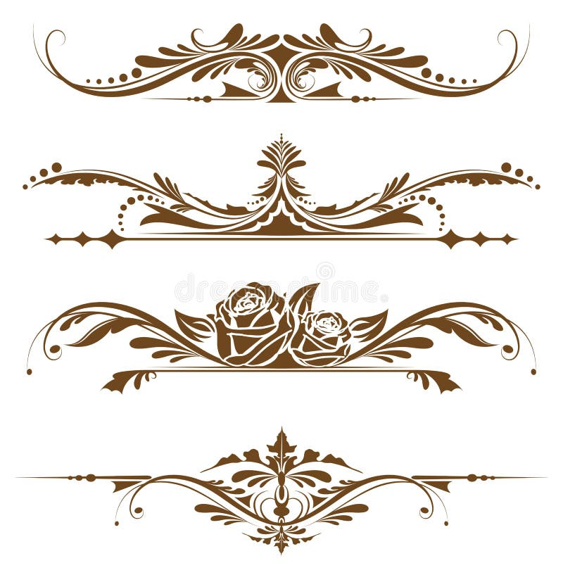 Illustration of set of vintage design elements for page border. Illustration of set of vintage design elements for page border