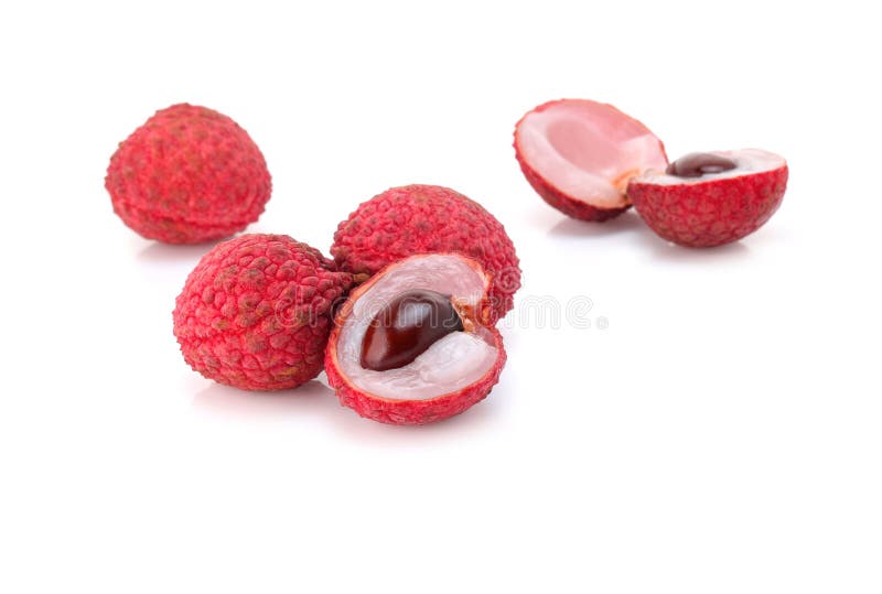 Свежие lychees изолированные на белом фоне стоковое изображение
