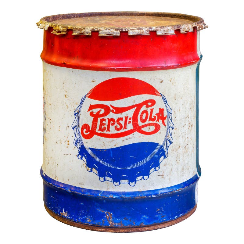 Светлая старинная бочка газированного напитка Pepsi Cola, изолированная на белом фоне в Дремпте, Нидерланды стоковое изображение