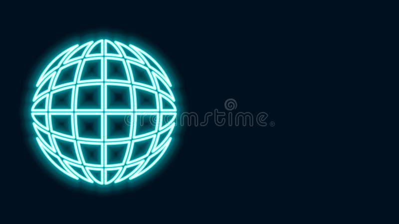 Светящиеся неоновая линия значок земного шара земли в изоляции на черном фоне - Знак мира, или земли Глобальный символ интернета иллюстрация вектора
