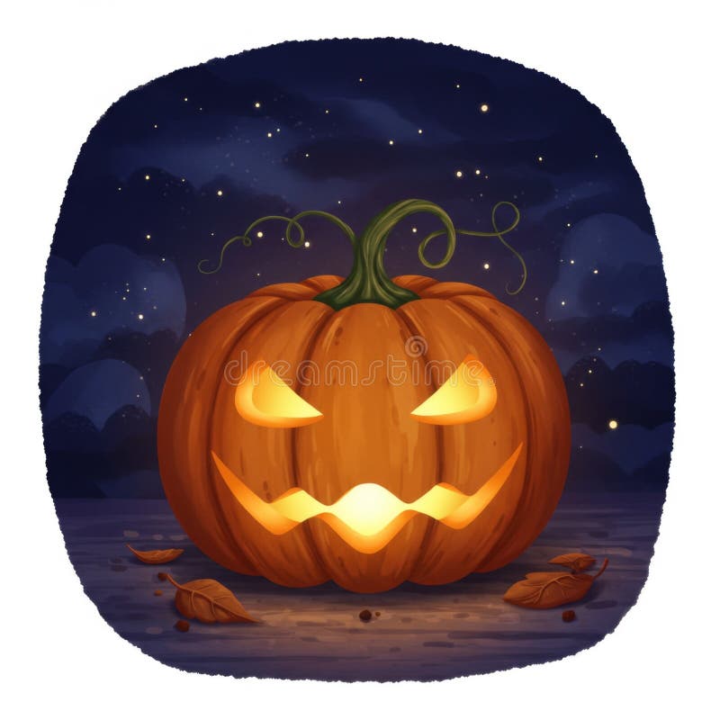 Светящийся JackoLantern в осеннюю ночь иллюстрация вектора