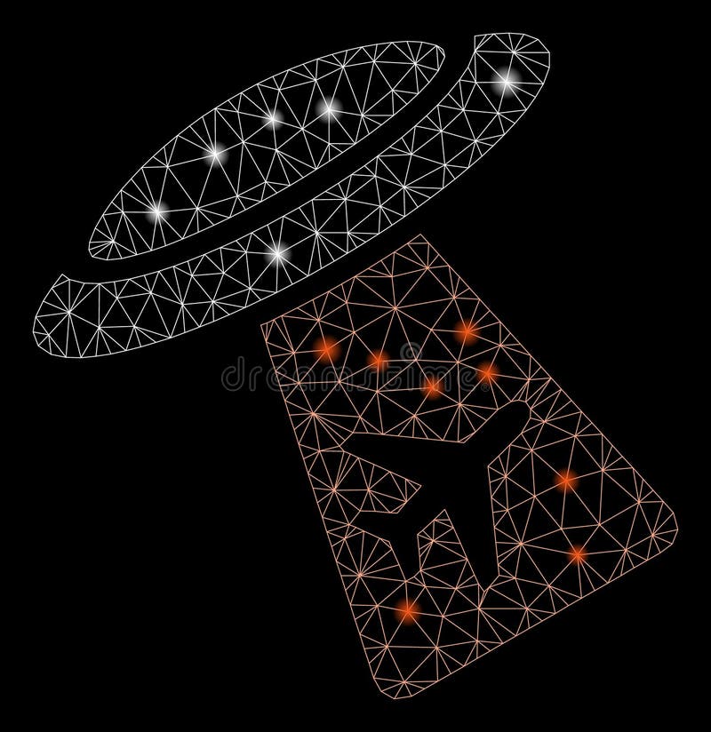 Свечение плоскостей UFO-абдуктов Mesh Carcass с флэш-точками иллюстрация штока