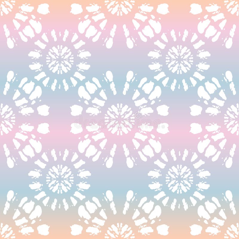 Связ-краска Shibori Boho белая отразила Sunburst мандалу на картине голографического вектора предпосылки безшовной иллюстрация штока