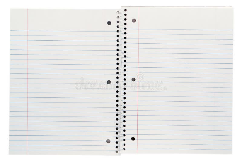 Stationary blank spiral bound ruled sheet paper pad composition notebook isolated on white. Stationary blank spiral bound ruled sheet paper pad composition notebook isolated on white