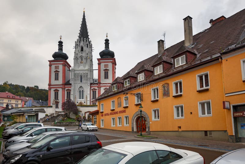 Святыня нашей дамы в городе Mariazell, месте паломничества для католиков Австралии стоковое фото