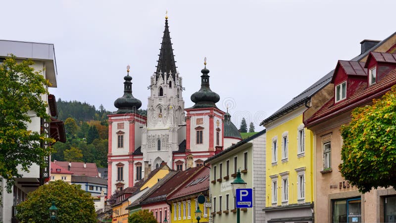 Святыня нашей дамы в городе Mariazell, месте паломничества для католиков Австралии стоковое изображение rf