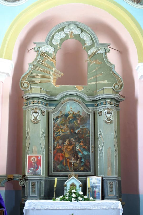 The Altar Fourteen Holy Helpers in the Parish Church of Saint Martin in Pisarovinska Jamnica, Croatia. The Altar Fourteen Holy Helpers in the Parish Church of Saint Martin in Pisarovinska Jamnica, Croatia