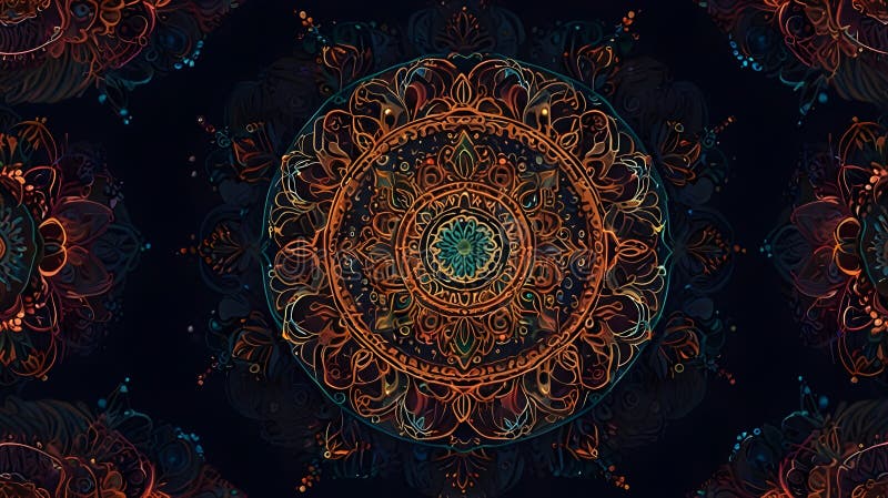 Сглаженный рисунок мандала с ярким эфирным эффектом иллюстрация вектора