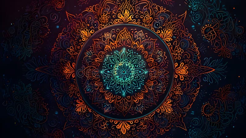 Сглаженный рисунок мандала с ярким эфирным эффектом иллюстрация штока
